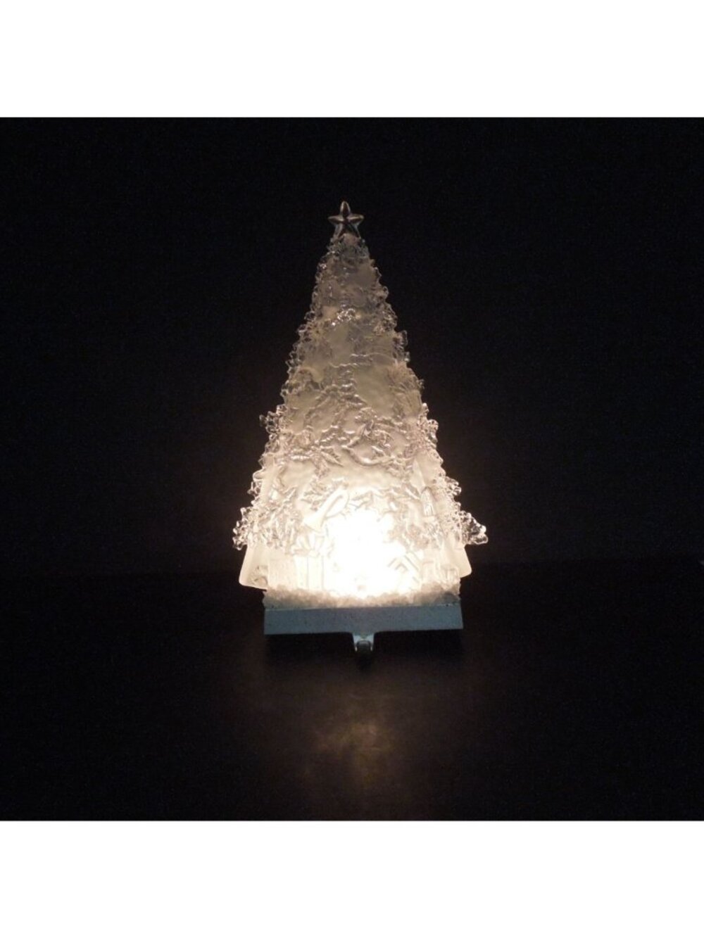 Christmas Tree Frosted Light Holiday Stocking Hanger Acrylic 11"